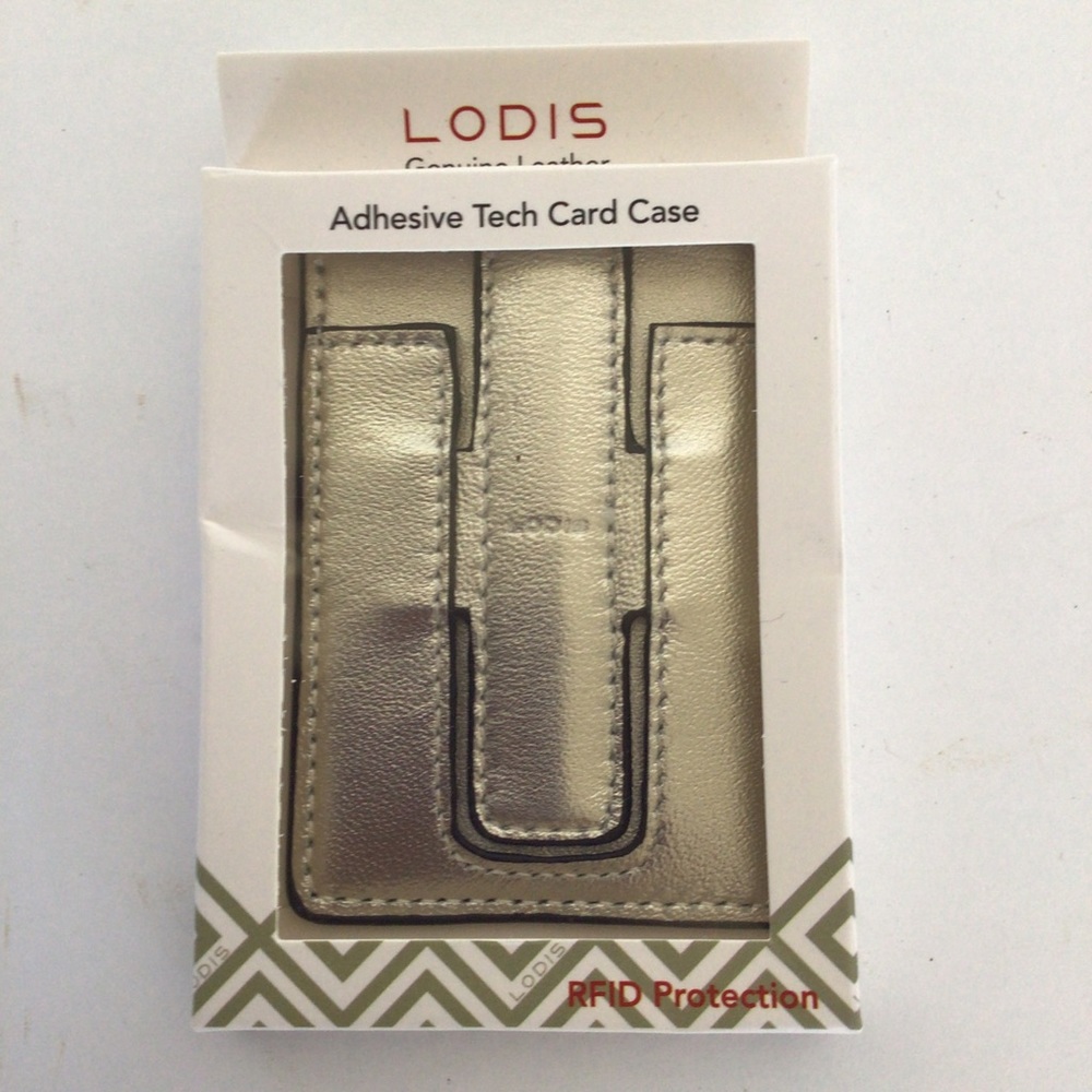 LODIS LEATHER ADHESIVE TECH CARD CASE NWT RFID